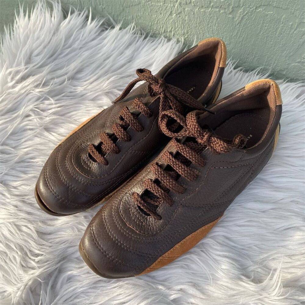 Banana Republic Men's Brown Leather Sneakers Size 8 Casual Lace-Up